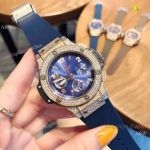 Hublot Big Bang Tutti Frutti Blue Dial Rose Gold diamond Watches - Best Copy